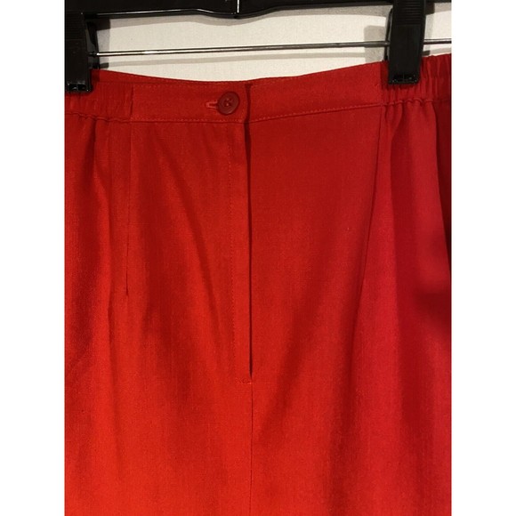 Sag Harbor Midi Skirt Suit Sz 8 Red Full Zip Jacket Lined Vintage - Picture 7 of 9